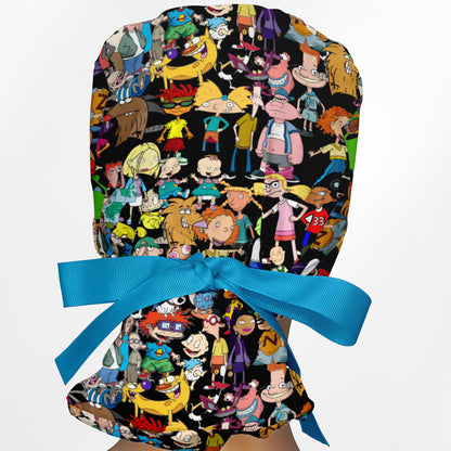 90's Cartoons Ponytail Scrub Cap