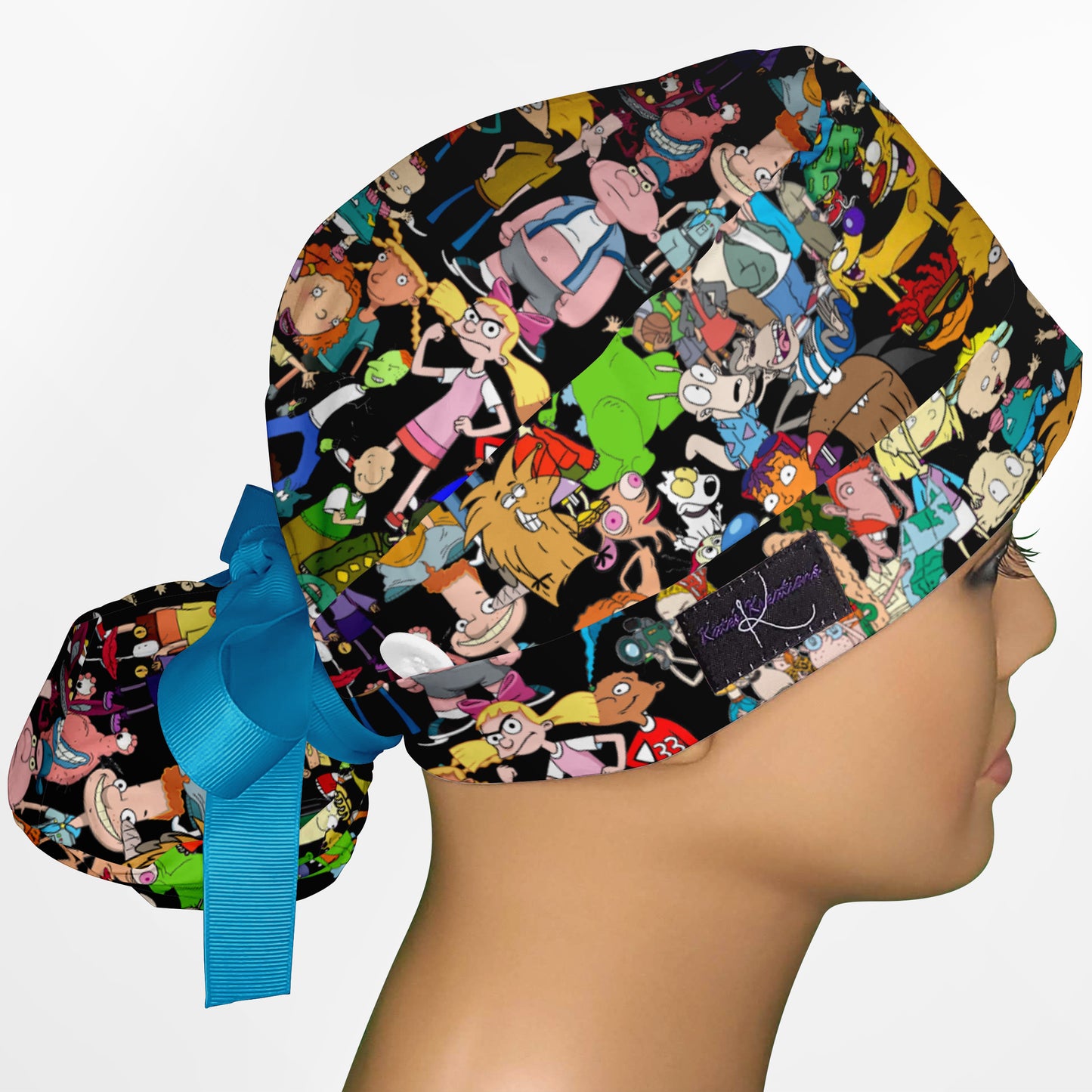 90's Cartoons Ponytail Scrub Cap