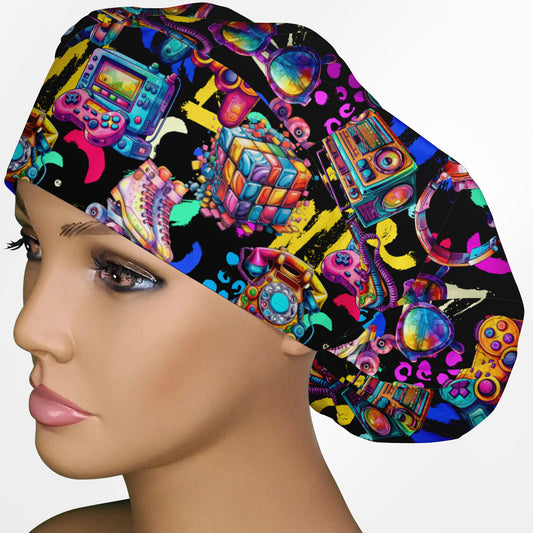 90's Neon Bouffant Scrub Cap
