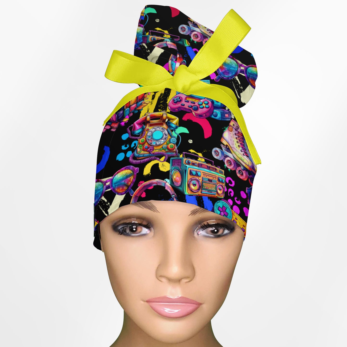 90's Neon High Bun Ponytail Scrub Cap