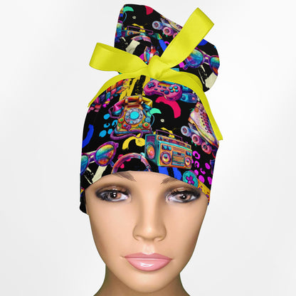 90's Neon High Bun Ponytail Scrub Cap