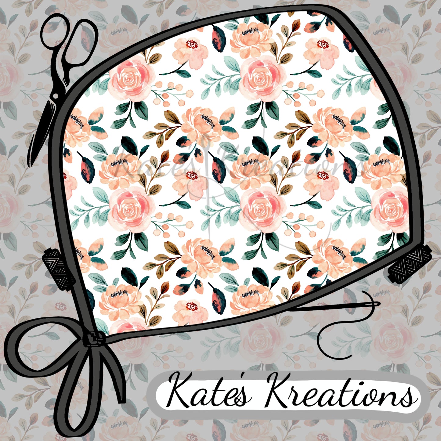 Coral Florals Low-Tie Surgeon Scrub Cap