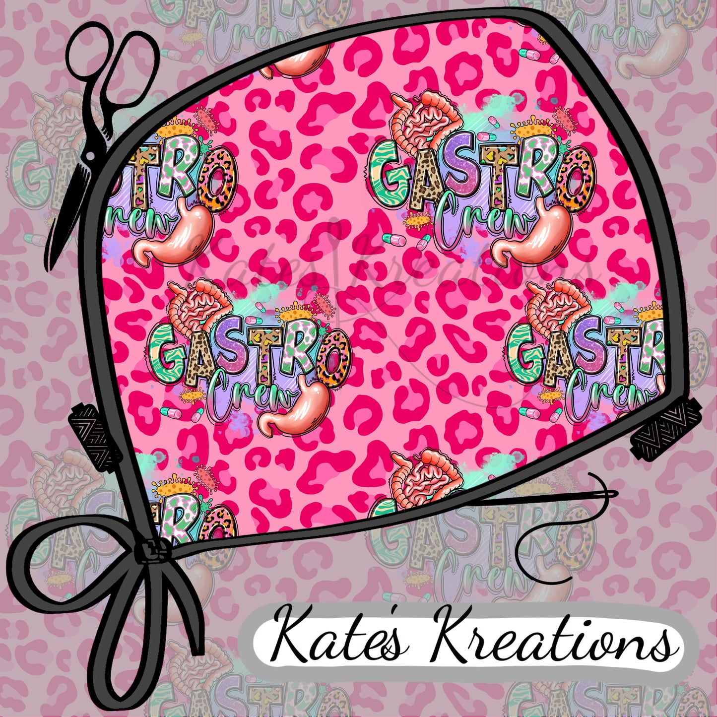 Gastro Crew - Pink animal print Euro Scrub Cap