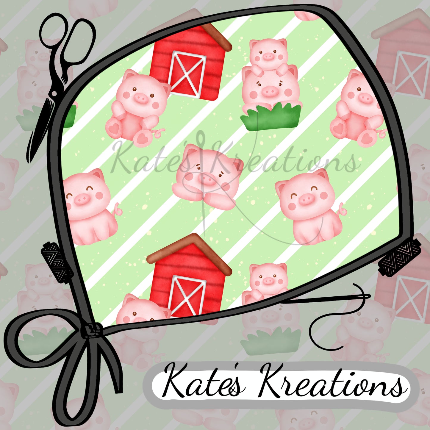 Cute Farm Piggies Low-Tie Surgeon Scrub Cap