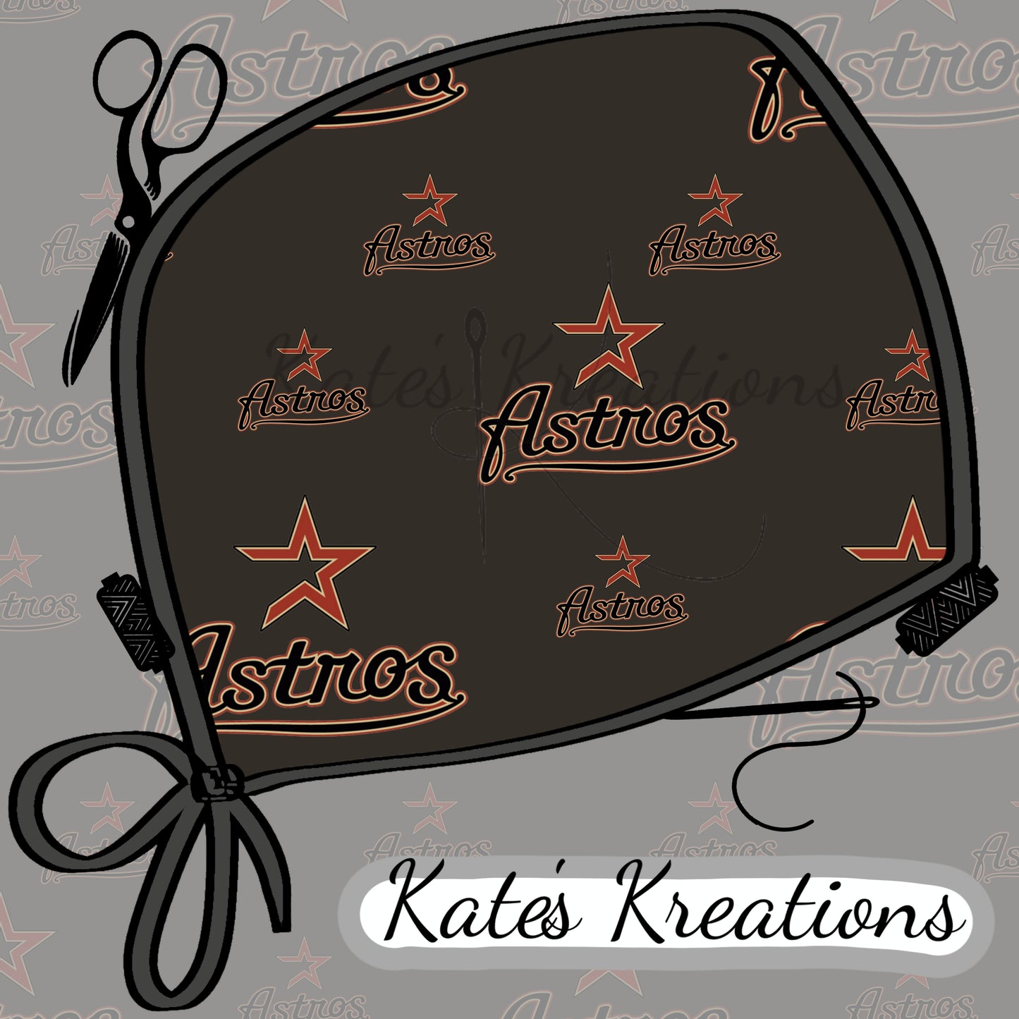 Astros  High Bun Ponytail Scrub Cap