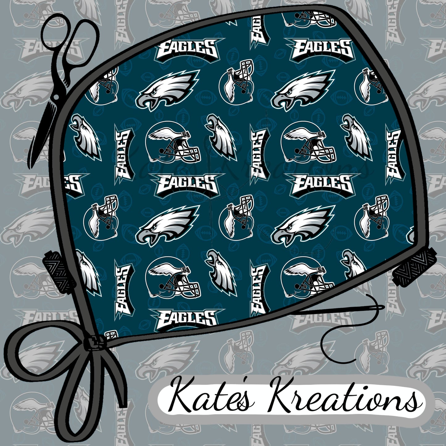Eagles Logo Ponytail Scrub Cap