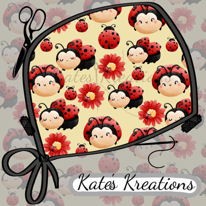 Happy Ladybug High Bun Ponytail Scrub Cap