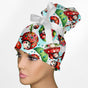 Whimsical Ladybugs - Blue High Bun Style Scrub Hat