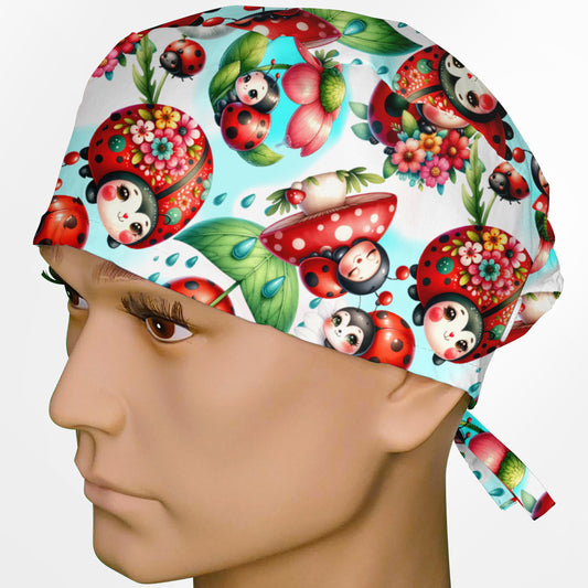 Whimsical Ladybugs - Blue Surgeon Cap