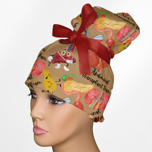 Abdominal Transplant High Bun Ponytail Scrub Cap