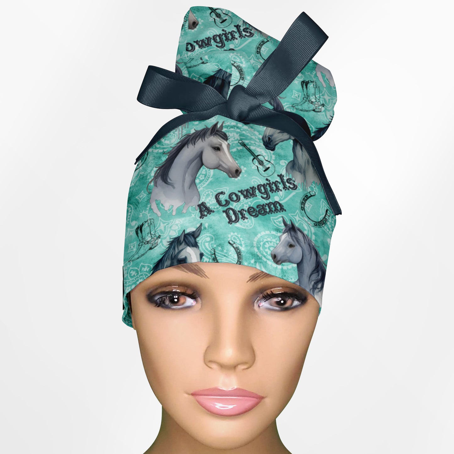 A Cowgirls Dream High Bun Ponytail Scrub Cap