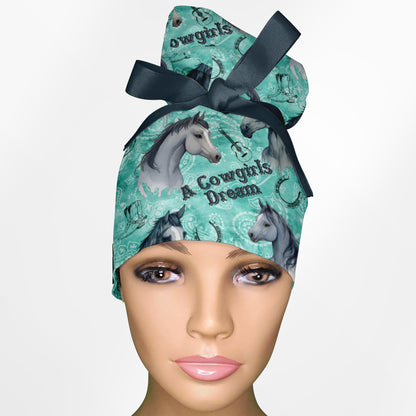 A Cowgirls Dream High Bun Ponytail Scrub Cap