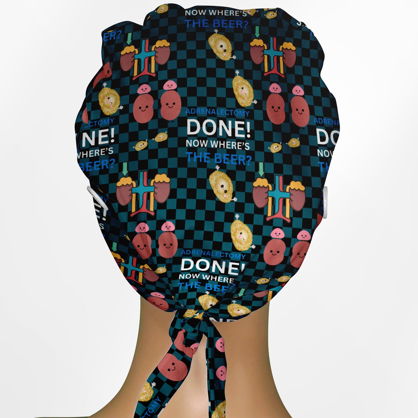 Adrenalectomy Done! Now Where's The Beer! Low-Tie Surgeon Scrub Cap
