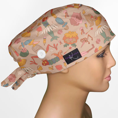 Alice Animals Low-Tie Surgeon Scrub Cap