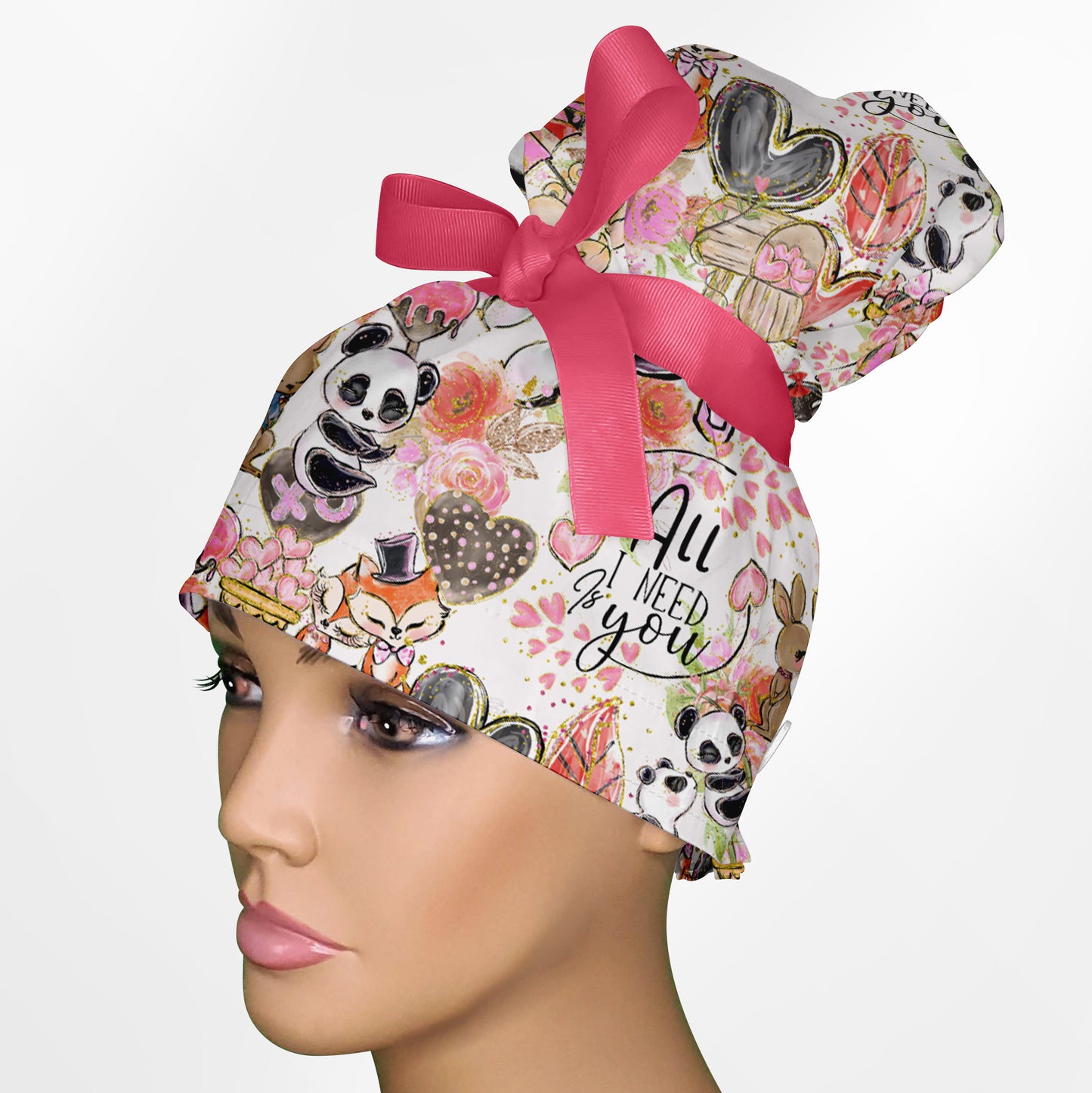 All I Need Is You High Bun Ponytail Scrub Cap
