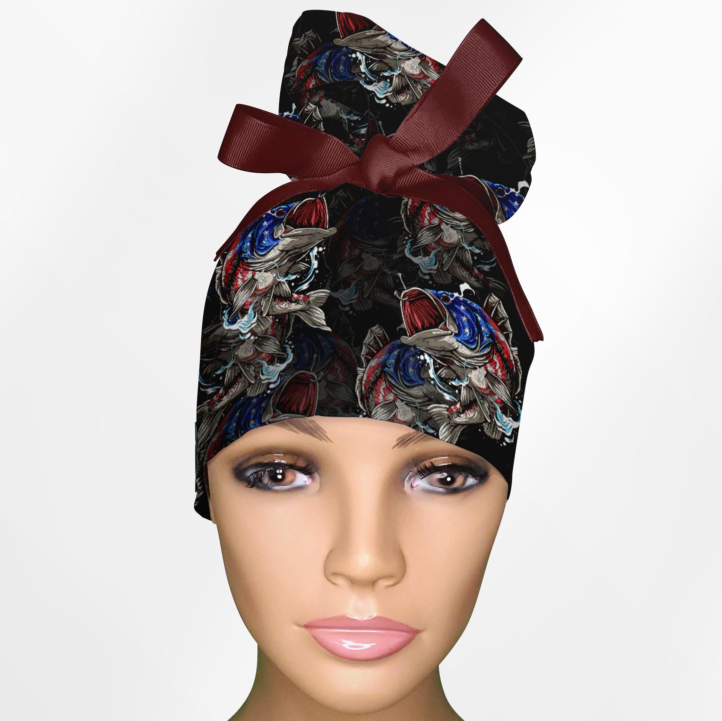 American Bass High Bun Ponytail Scrub Cap