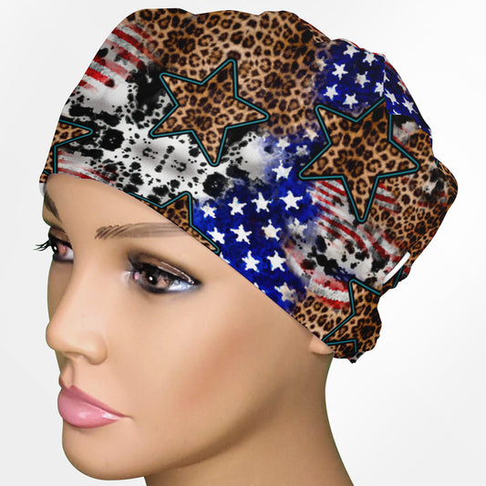 American Leopard Low-Tie Surgeon Scrub Cap