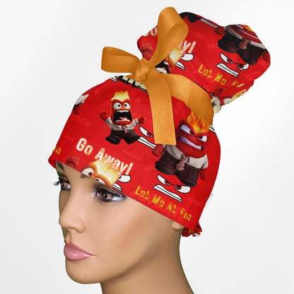 Angry Emotion High Bun Ponytail Scrub Cap