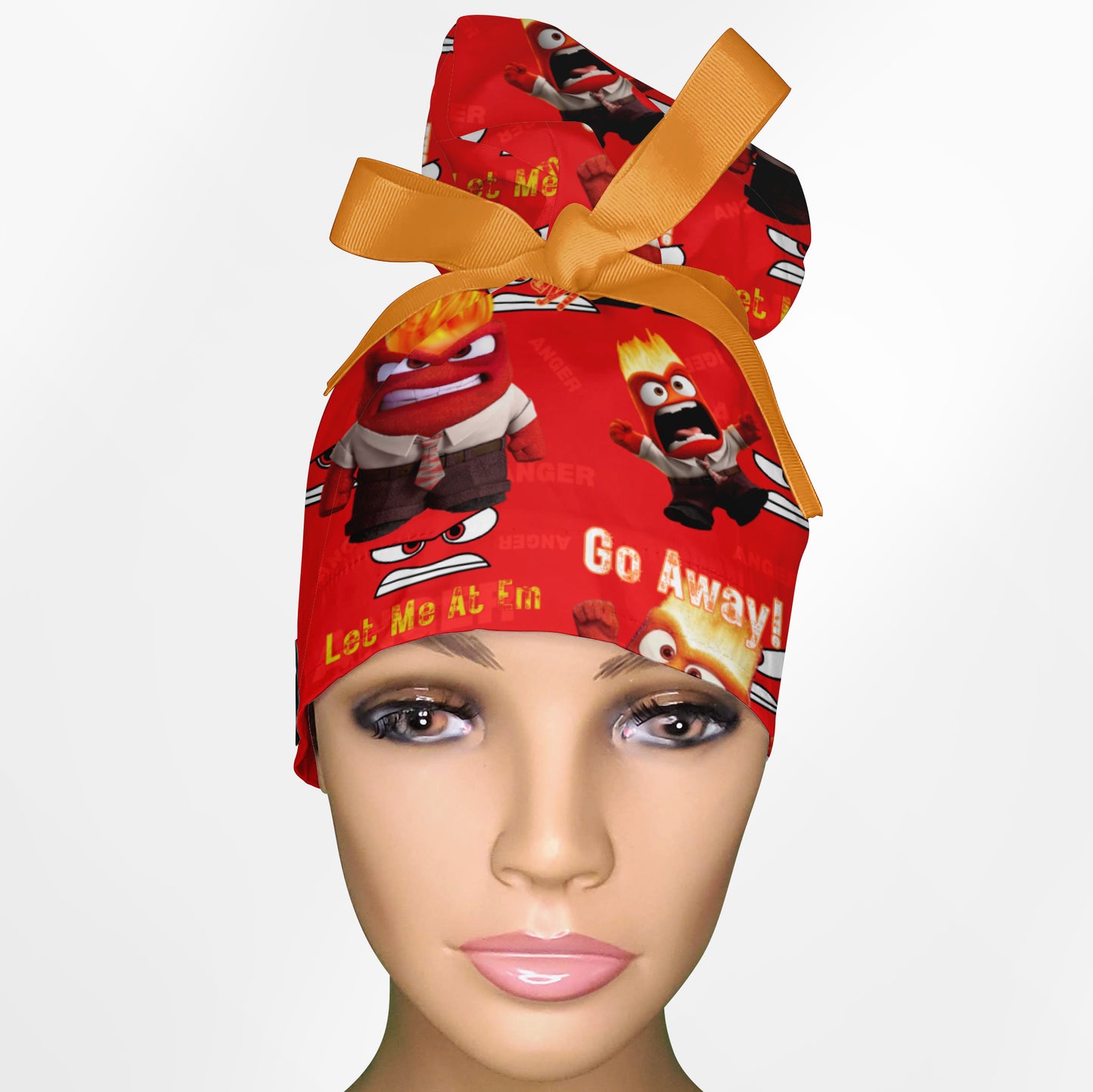 Angry Emotion High Bun Ponytail Scrub Cap