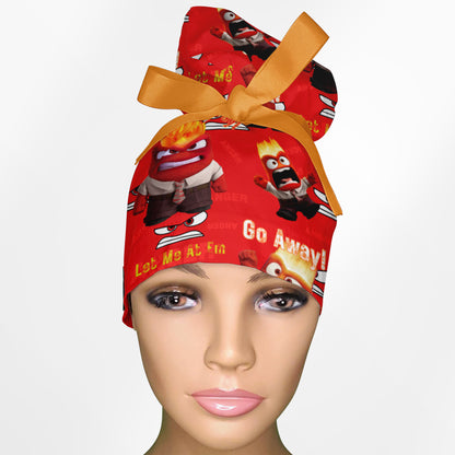 Angry Emotion High Bun Ponytail Scrub Cap