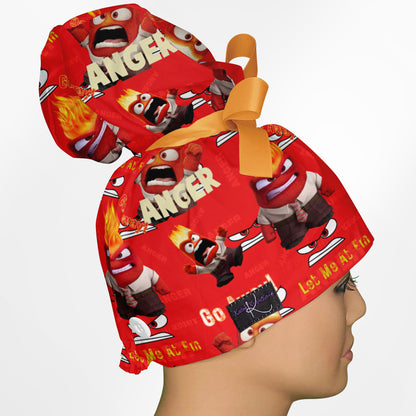 Angry Emotion High Bun Ponytail Scrub Cap