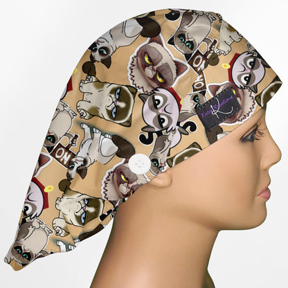 Angry Cats Bouffant Scrub Cap