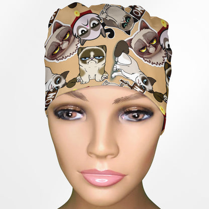 Angry Cats Low-Tie Surgeon Scrub Cap