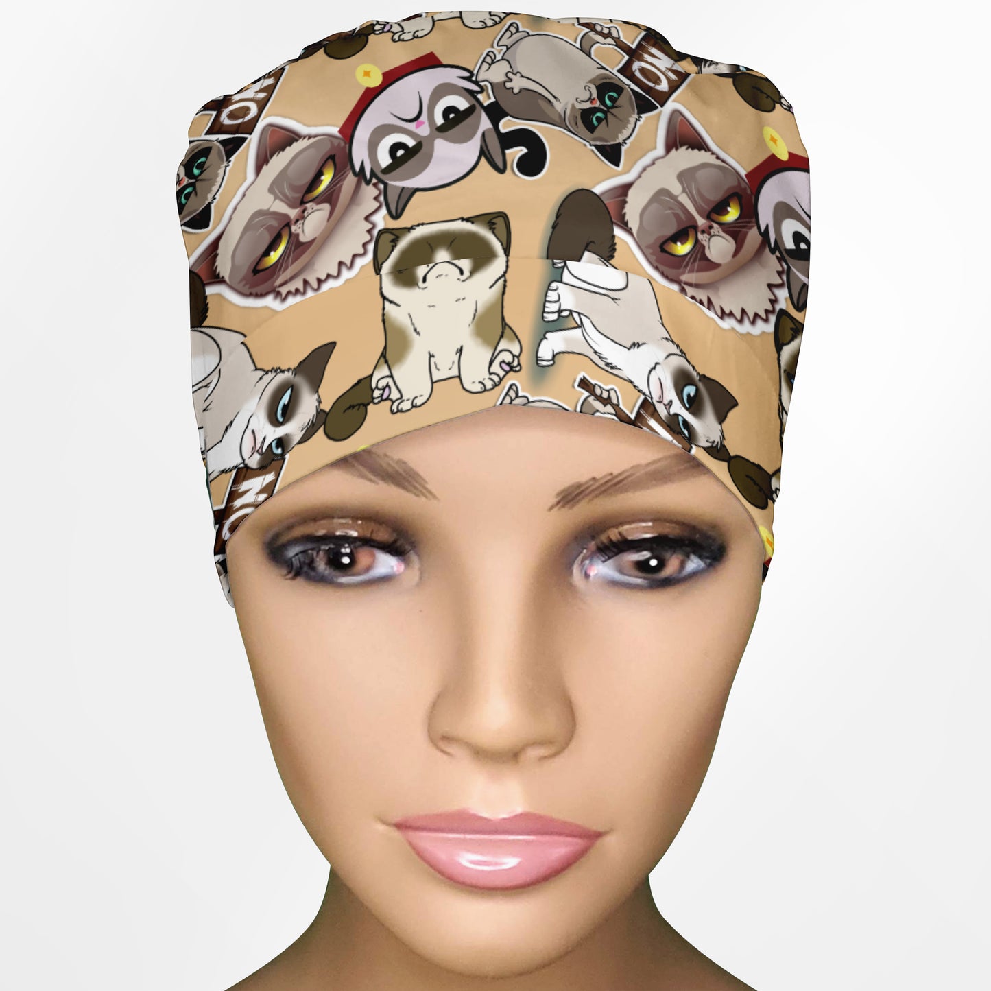 Angry Cats Ponytail Scrub Cap