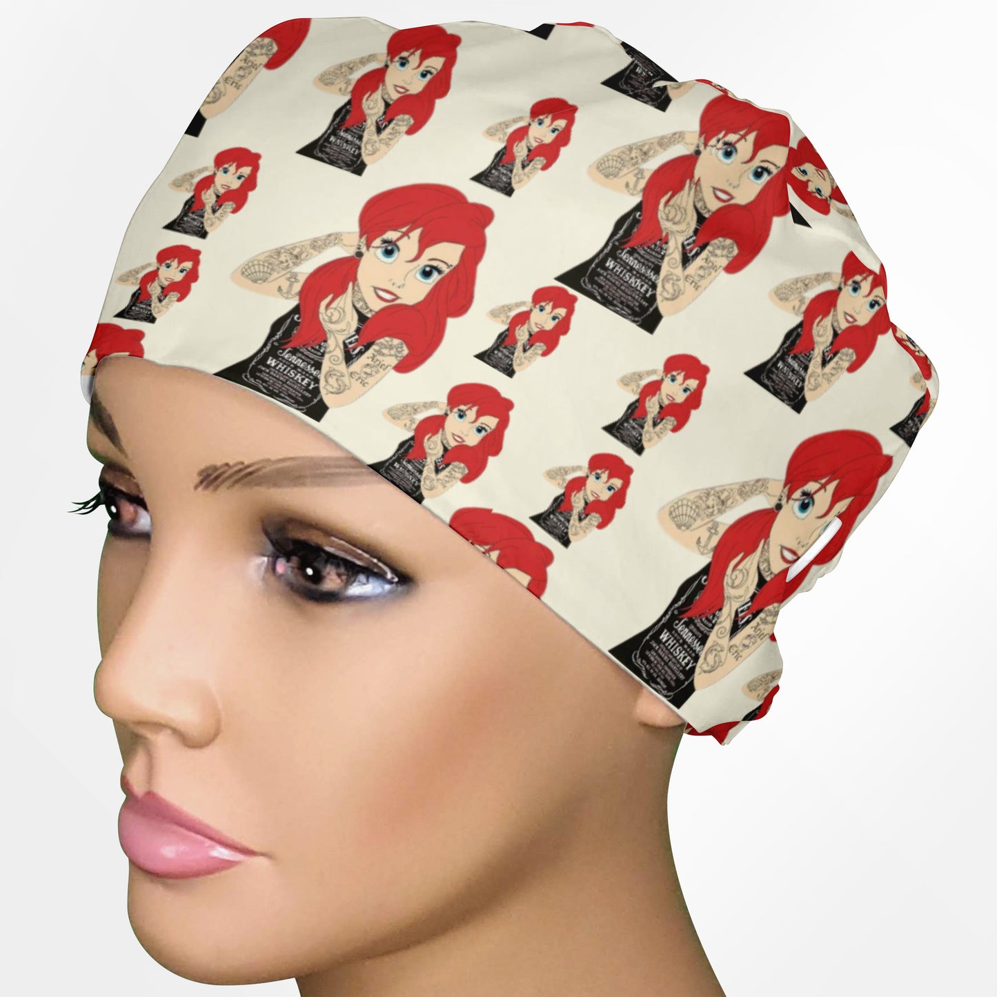 Ariel Tattoos Low-Tie Surgeon Scrub Cap