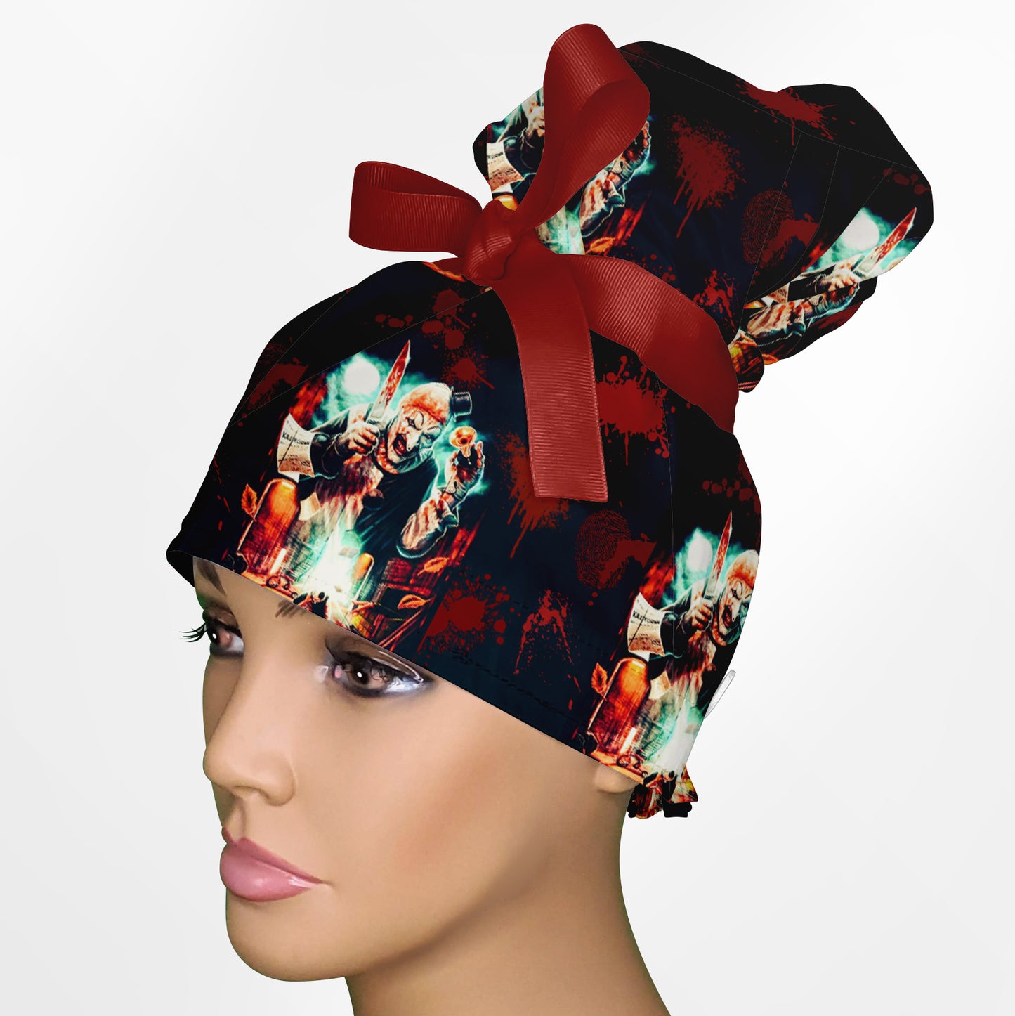 Art The Clown High Bun Ponytail Scrub Cap