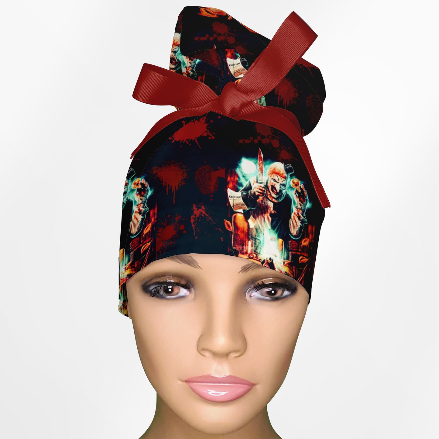 Art The Clown High Bun Ponytail Scrub Cap
