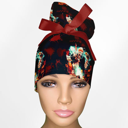 Art The Clown High Bun Ponytail Scrub Cap