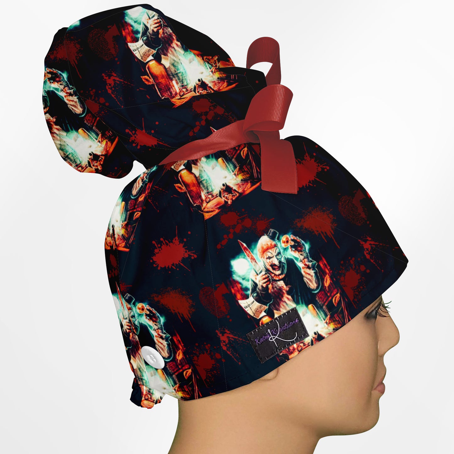 Art The Clown High Bun Ponytail Scrub Cap