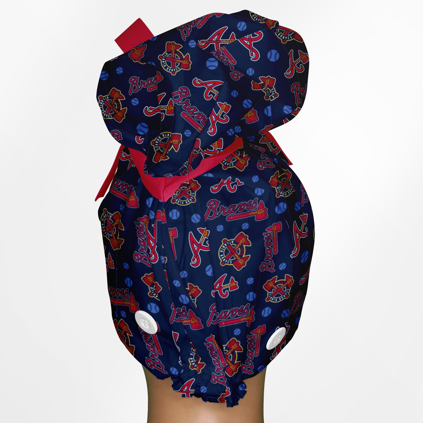 Atlanta Braves Logo High Bun Ponytail Scrub Cap