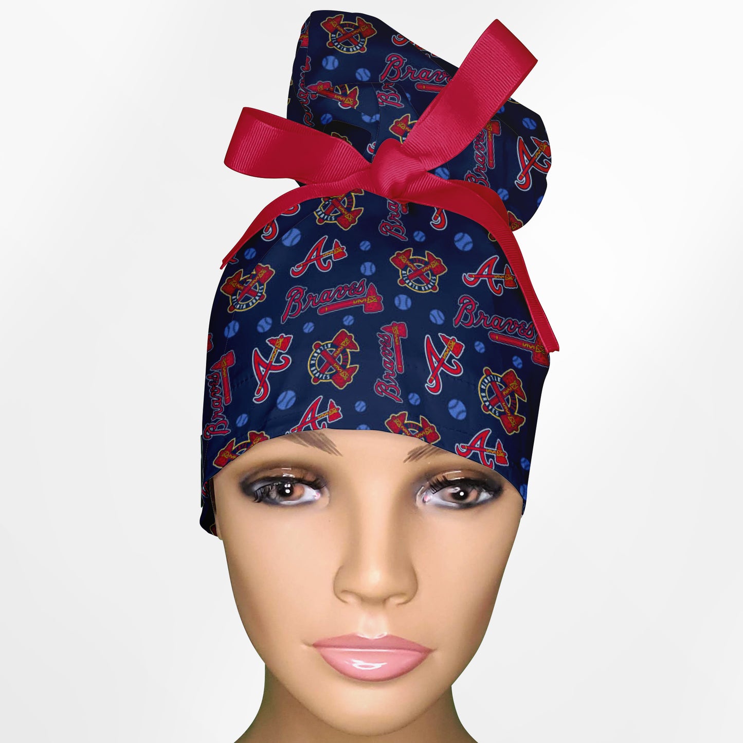 Atlanta Braves Logo High Bun Ponytail Scrub Cap