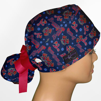 Atlanta Braves Logo Ponytail Scrub Cap