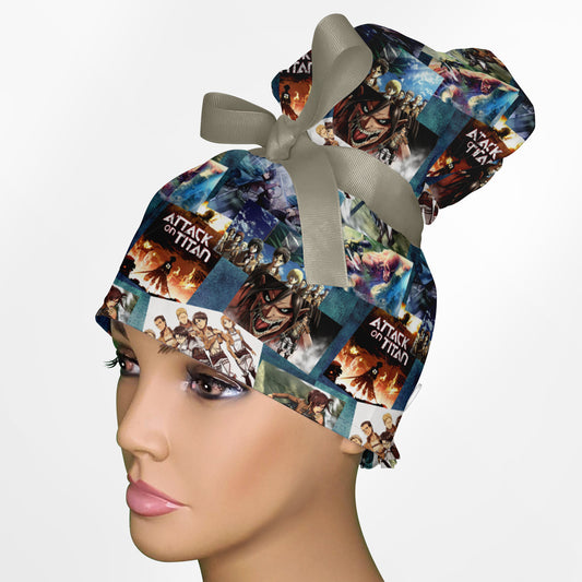 Attack On Titan High Bun Ponytail Scrub Cap