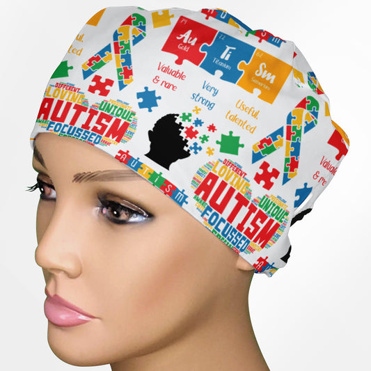 Autism Awareness Low-Tie Surgeon Scrub Cap