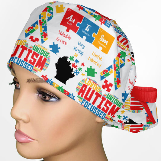 Autism Awareness Ponytail Scrub Cap