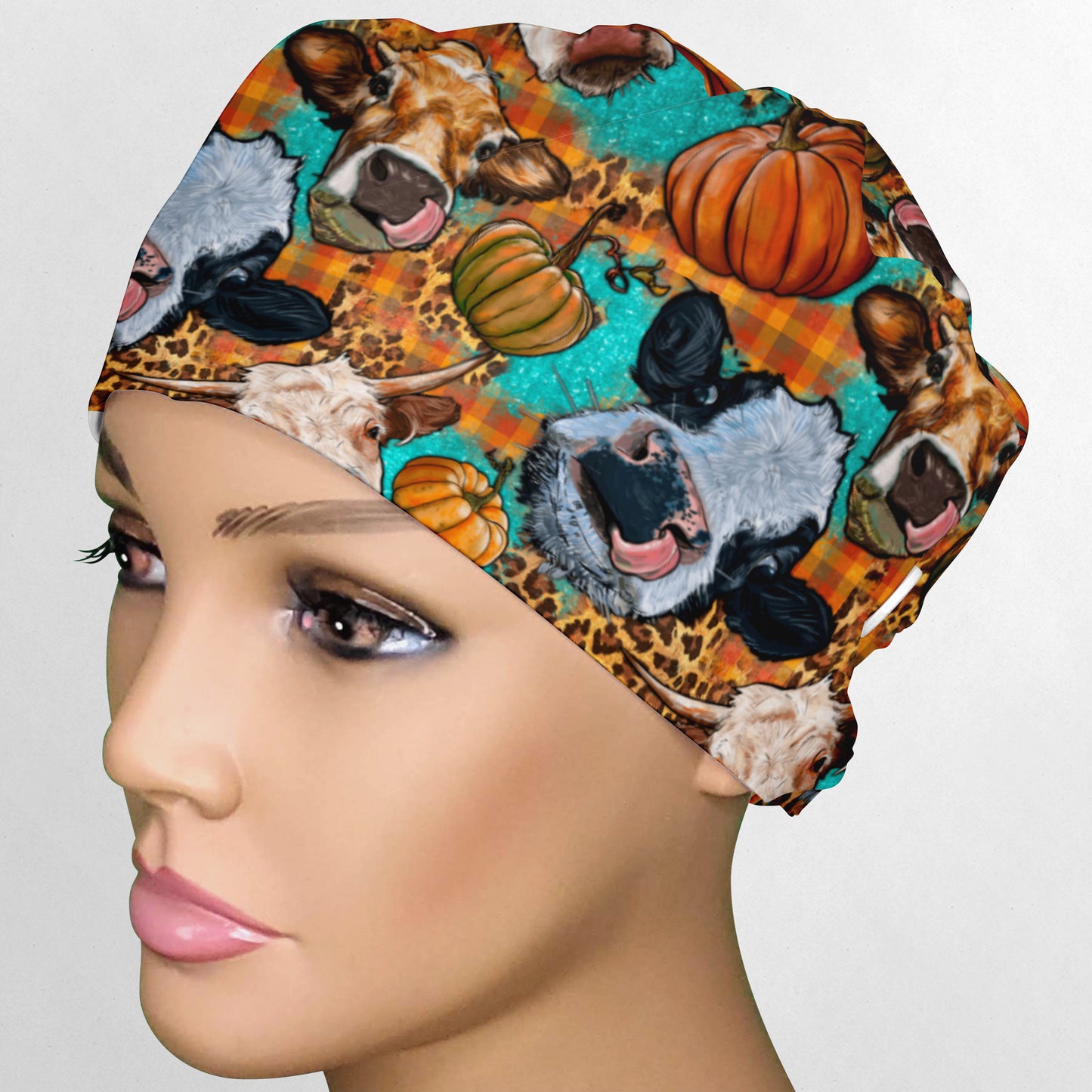 Autumn Cows Low-Tie Surgeon Scrub Cap
