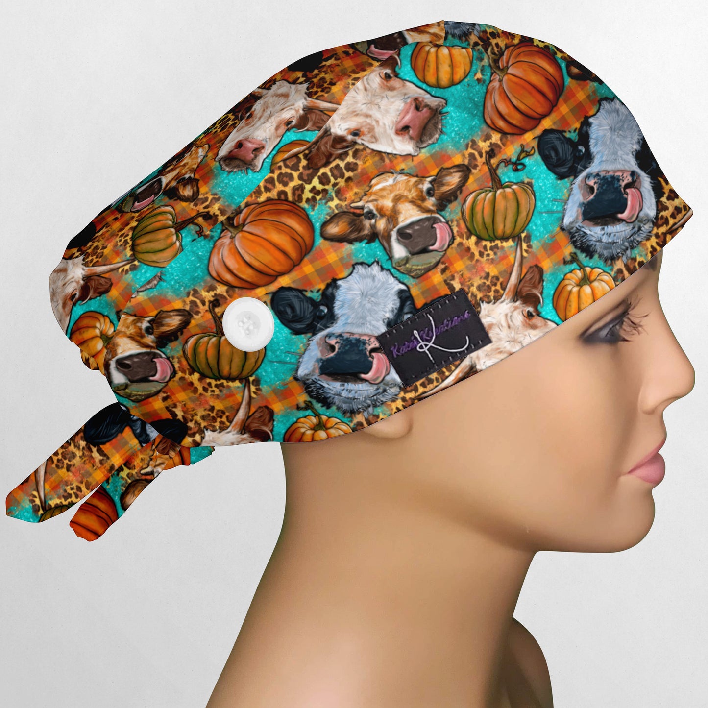 Autumn Cows Low-Tie Surgeon Scrub Cap