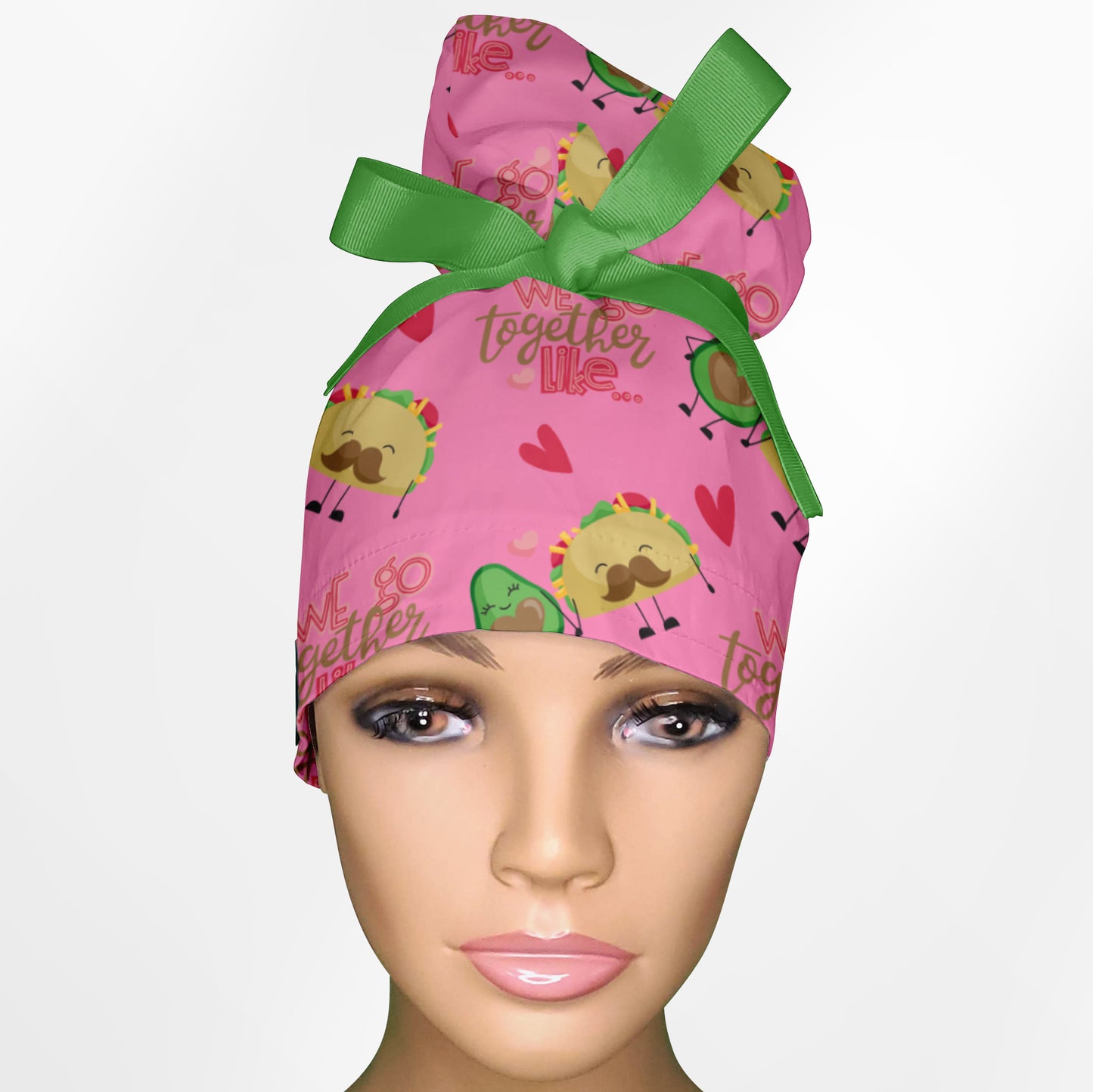 Avocado And Tacos High Bun Ponytail Scrub Cap