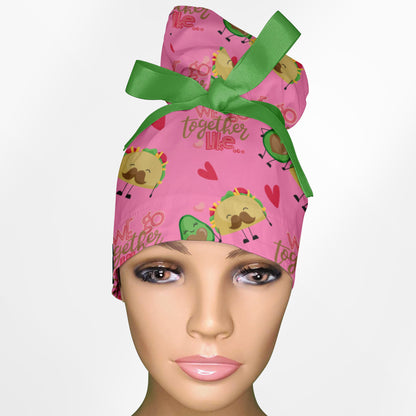 Avocado And Tacos High Bun Ponytail Scrub Cap