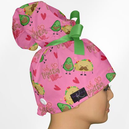Avocado And Tacos High Bun Ponytail Scrub Cap