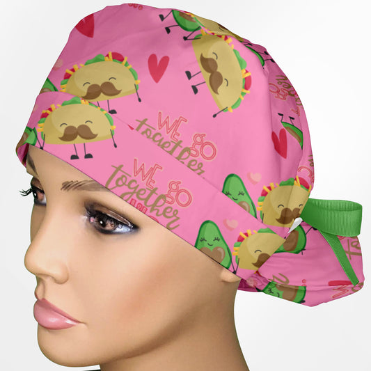 Avocado And Tacos Ponytail Scrub Cap