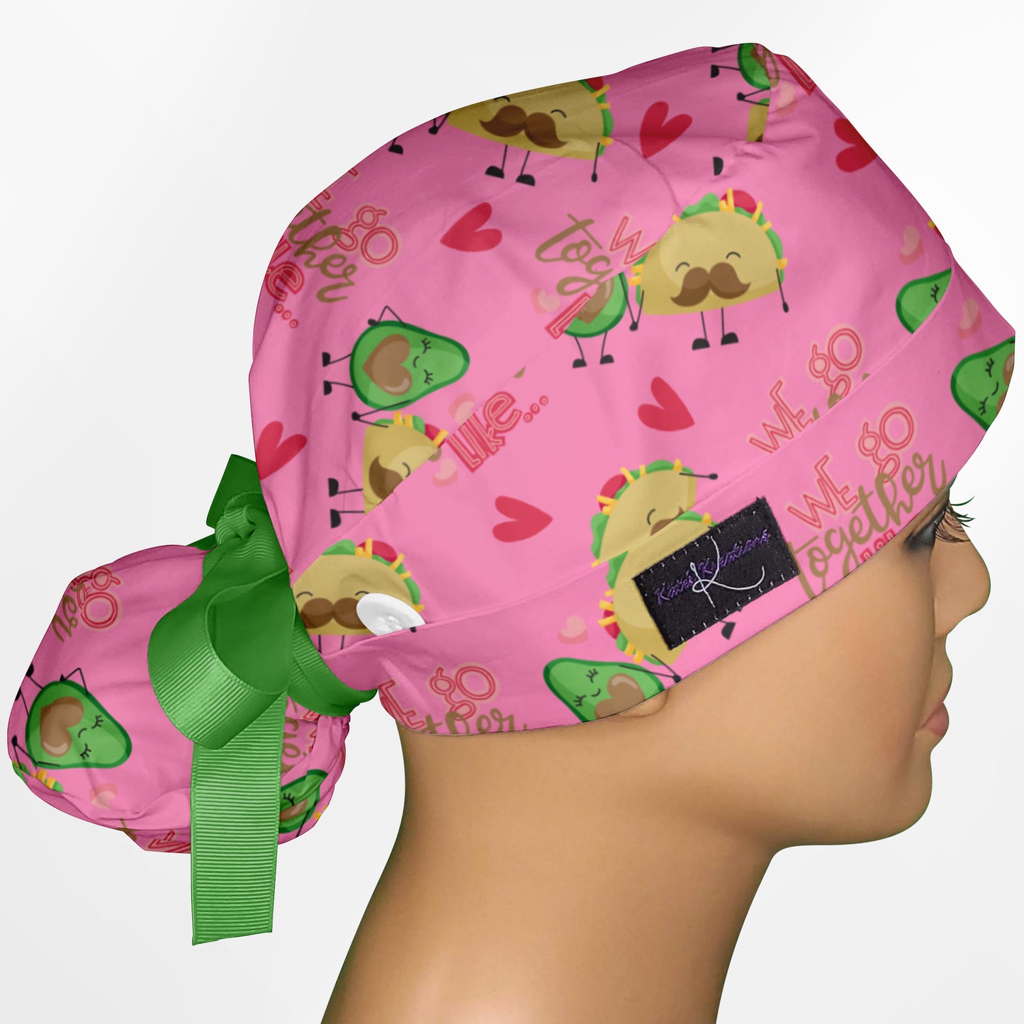 Avocado And Tacos Ponytail Scrub Cap