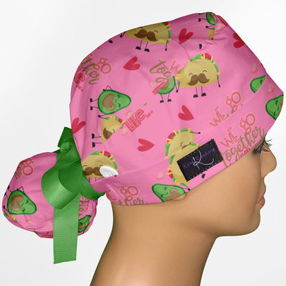 Avocado And Tacos Ponytail Scrub Cap