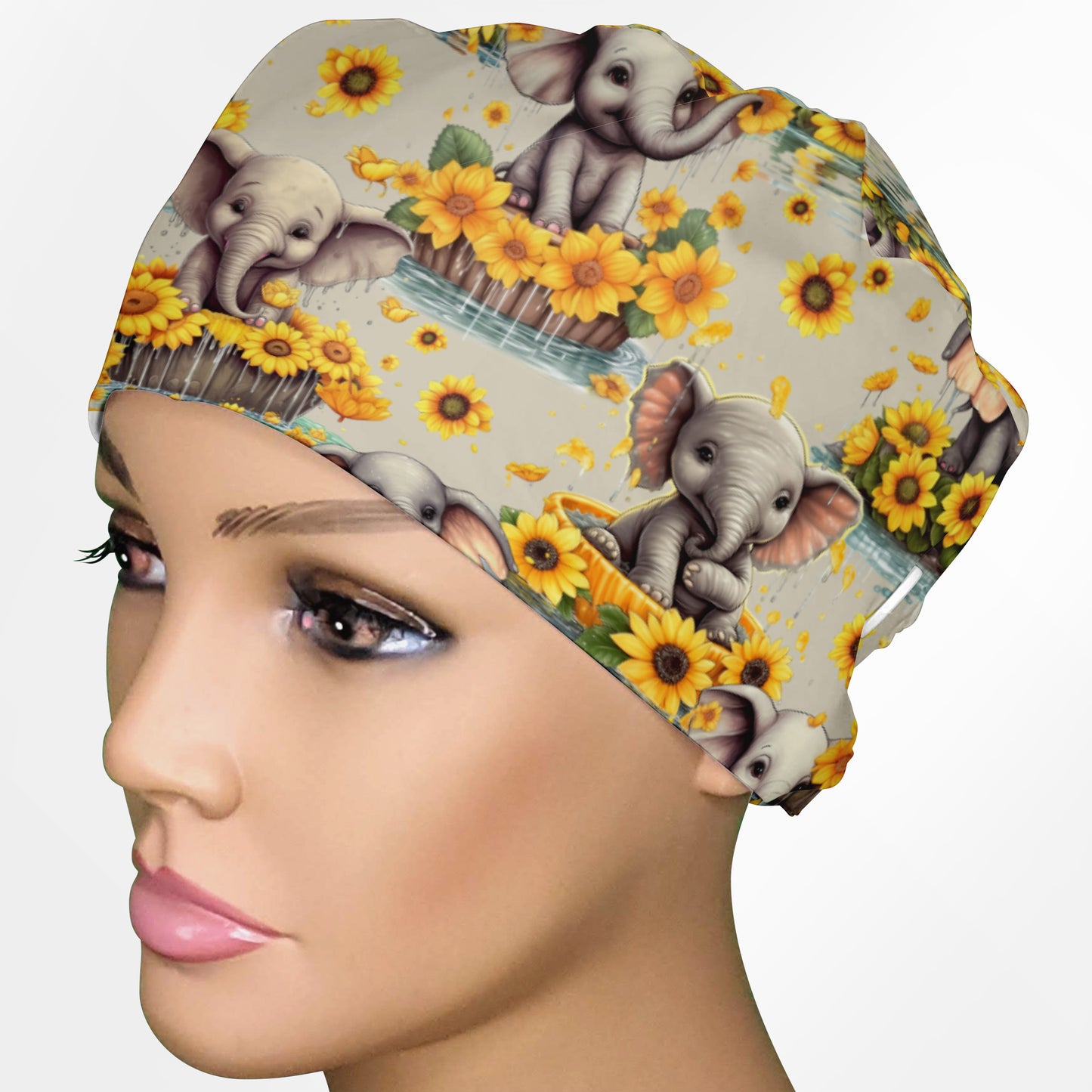 Baby Elephant Low-Tie Surgeon Scrub Cap