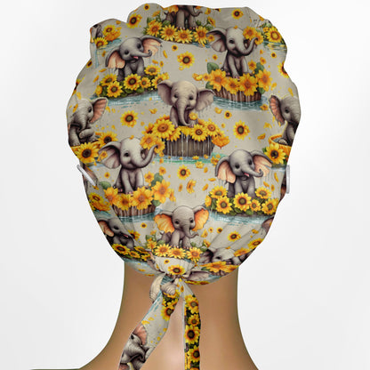 Baby Elephant Low-Tie Surgeon Scrub Cap