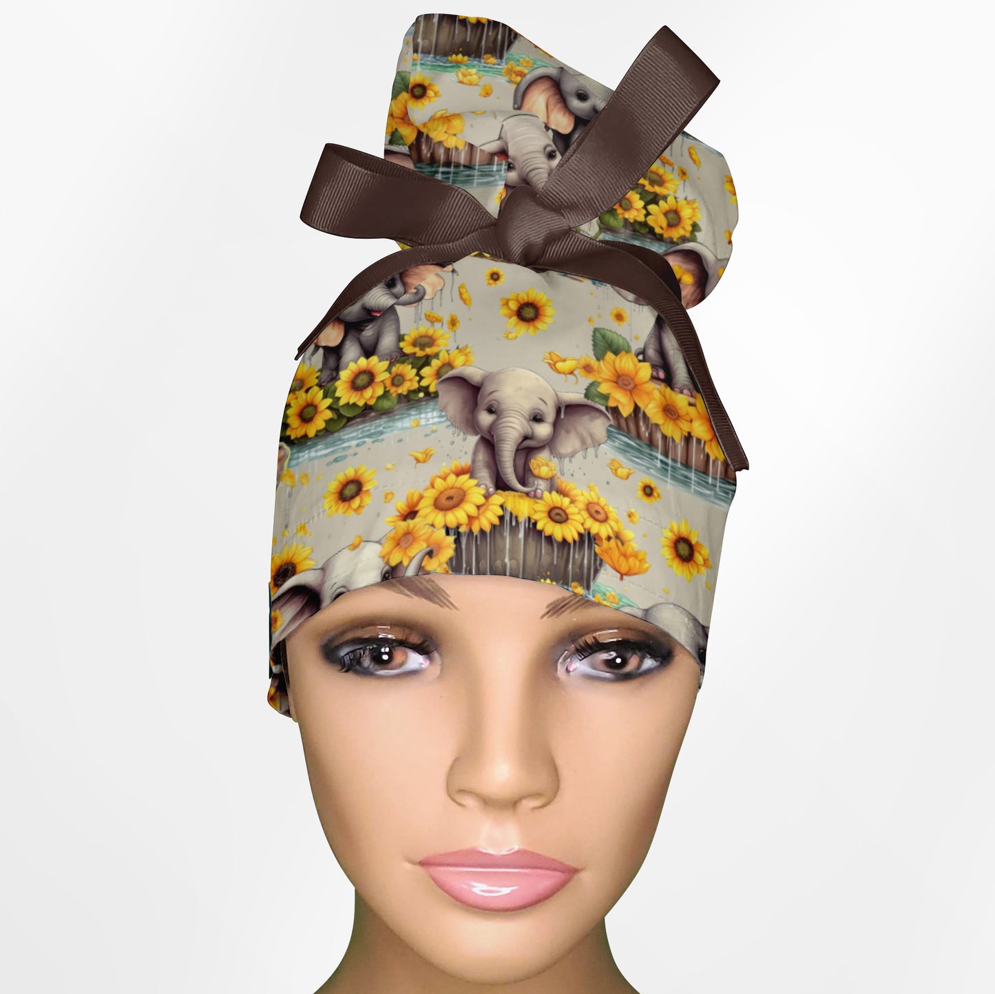 Baby Elephant High Bun Ponytail Scrub Cap